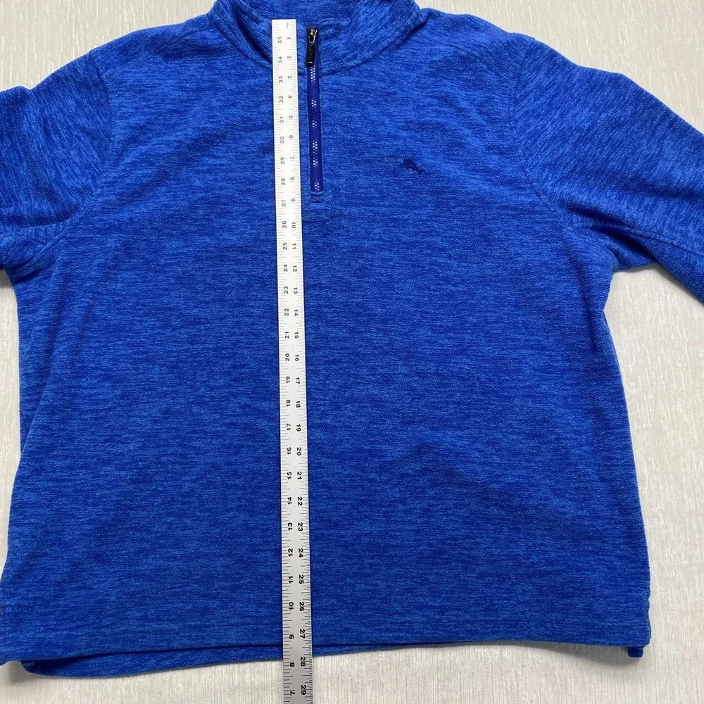Tommy Bahama Quarter Zip Fleece Sweatshirt Mens 2XL Blue Marlin Logo Mock Neck